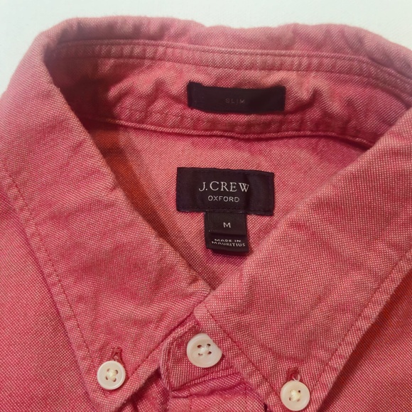 J Crew Oxford Shirt Mens Medium Red Slim Fit Button Down Long Sleeve Cotton - Picture 4 of 6